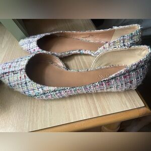 J.Crew Multi-colored Tweed D'Orsay Flats Sz 7